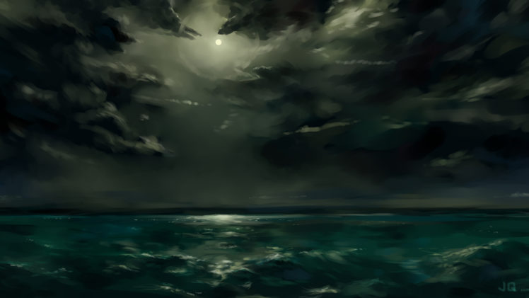 clouds, Night, Storm, Sea HD Wallpaper Desktop Background