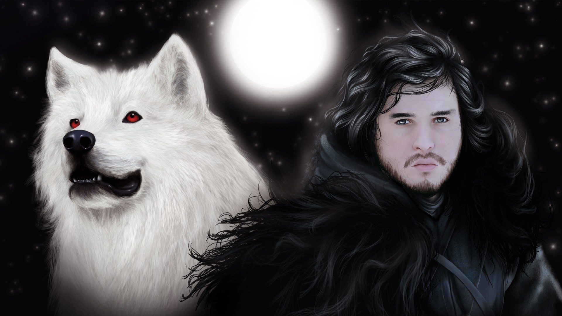 artwork, Game, Of, Thrones, Jon, Snow, Wolves Wallpaper