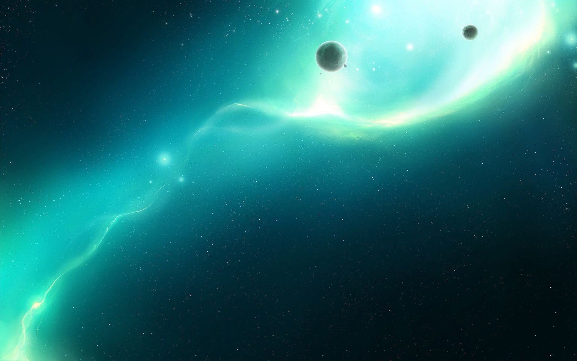blue, Outer, Space, Planets, Nebulae, Digital, Art Wallpaper