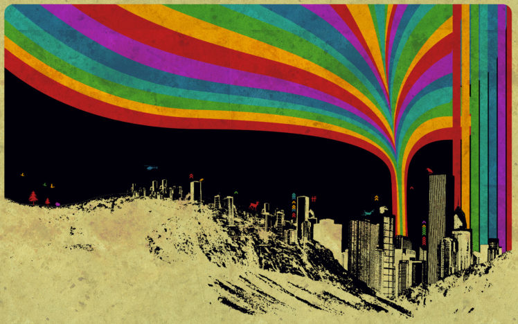 urban, Rainbows, Artwork, Citylife HD Wallpaper Desktop Background