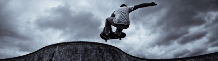 skateboarding, Monochrome HD Wallpaper Desktop Background