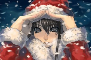 snow, Brown, Eyes, Anime, Christmas, Outfits, Anime, Girls