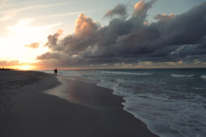 beach, Ocean, Clouds, Couple, Sunset, Mood