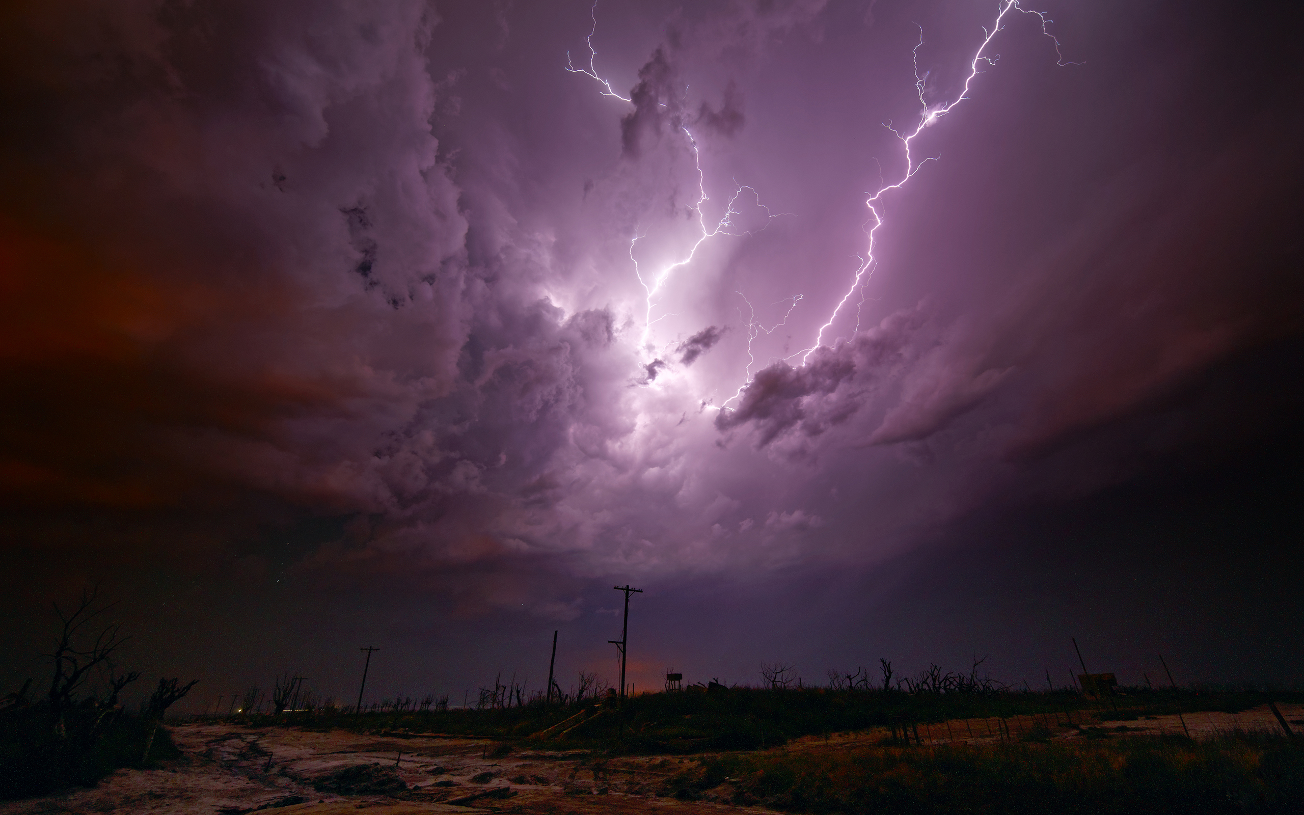 lightning, Clouds, Night, Storm Wallpaper