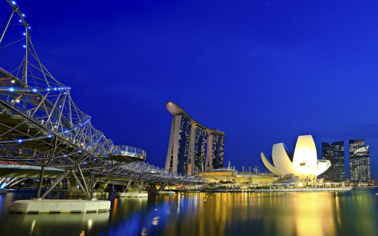 bridge, Marina, Bay, Sands, Singapore HD Wallpaper Desktop Background