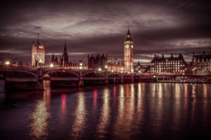 lights, Night, London, England, Reflection