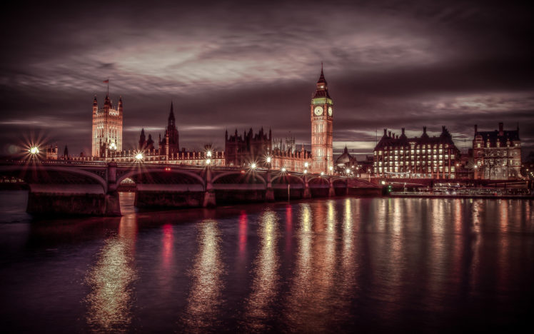 lights, Night, London, England, Reflection HD Wallpaper Desktop Background