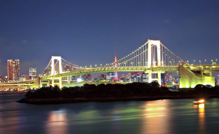 rainbow, Bridge, Minato, Tokyo, Japan HD Wallpaper Desktop Background