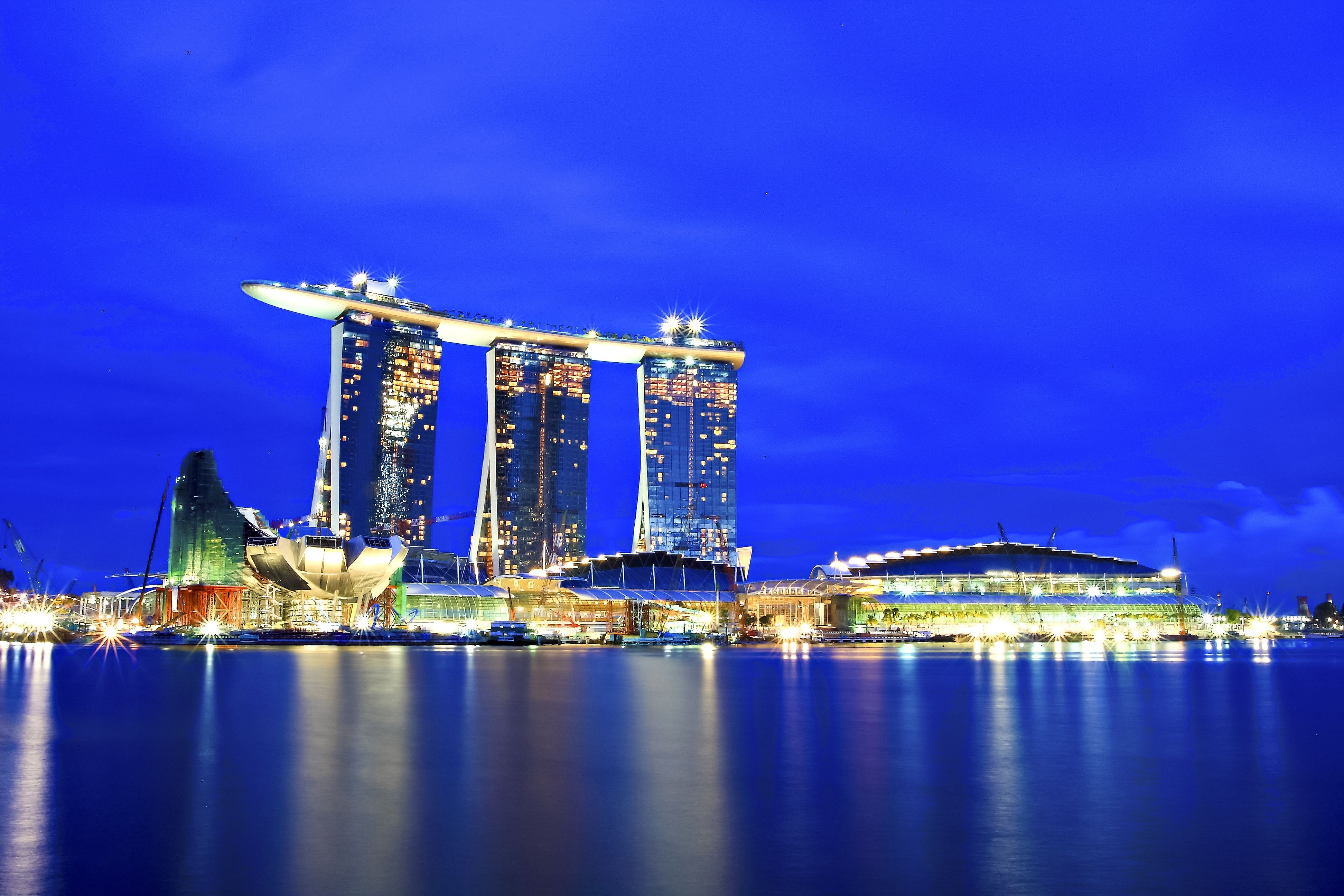 singapore, City, Night, Lights Wallpaper