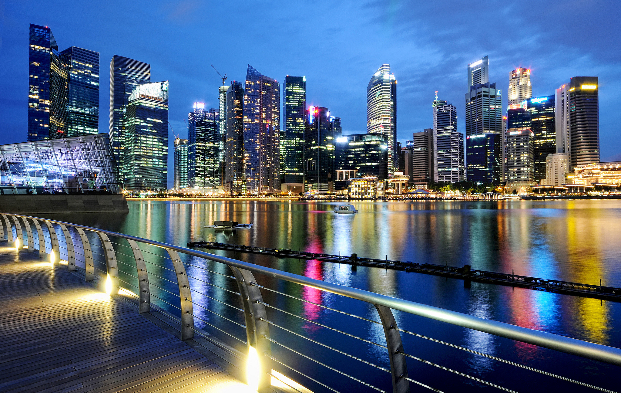 twilight, Lights, Singapore, Evening Wallpaper