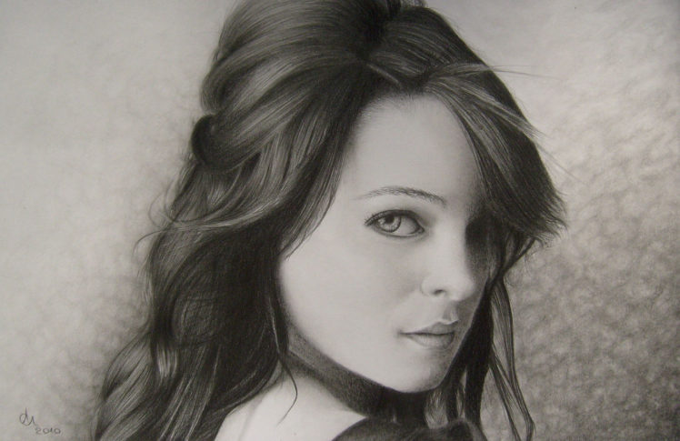 painting, Pencil, Girl, Portrait, Face, Eyes, Hair, Mood HD Wallpaper Desktop Background