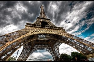 eiffel, Tower, Paris, Clouds, Architecture, France