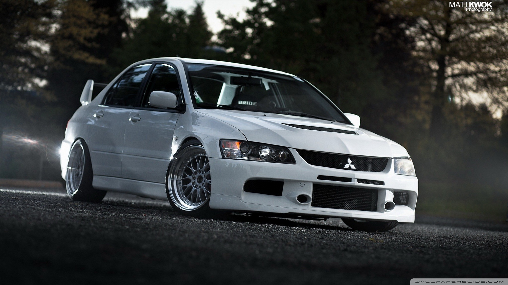 lancer, Evolution, White, On, The, Road Wallpaper