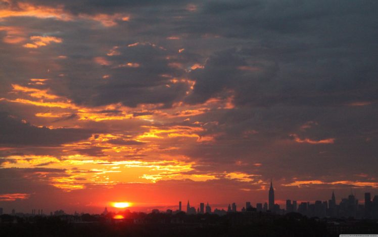 sunset, Clouds, Cityscapes, New, York, City, City, Skyline HD Wallpaper Desktop Background