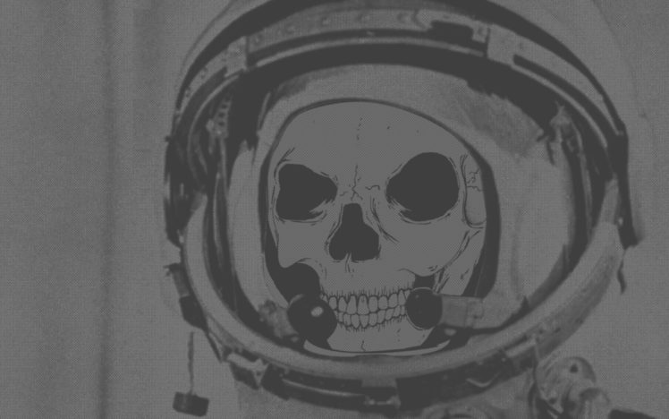abstract, Skulls, Astronauts, Digital, Art, Monochrome, Artwork HD Wallpaper Desktop Background
