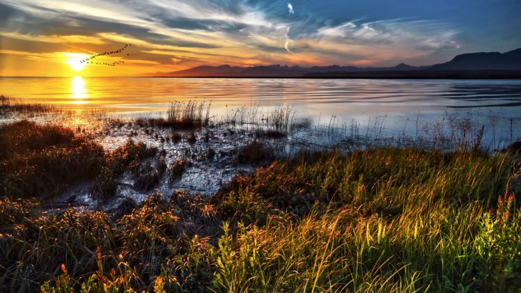 water, Sunset, Landscapes, Nature HD Wallpaper Desktop Background