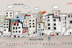 clouds, Text, Buildings, Skateboarding, November, Calendar, Artwork, Drawings, Smashing, Magazine