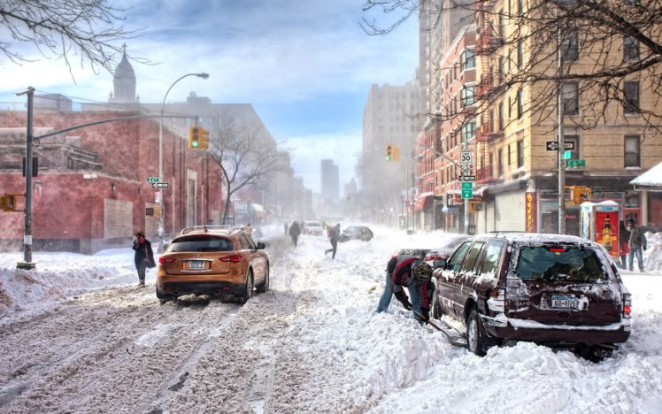 winter, Snow, Cityscapes, Artwork HD Wallpaper Desktop Background
