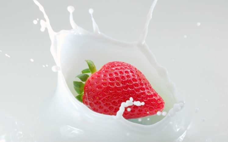 fruits, Milk, Strawberries, White, Background HD Wallpaper Desktop Background