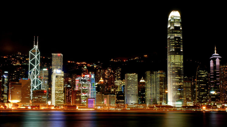 hong kong, Cities, Architecture, Cityscapes, Skylines, Night, Lights HD Wallpaper Desktop Background
