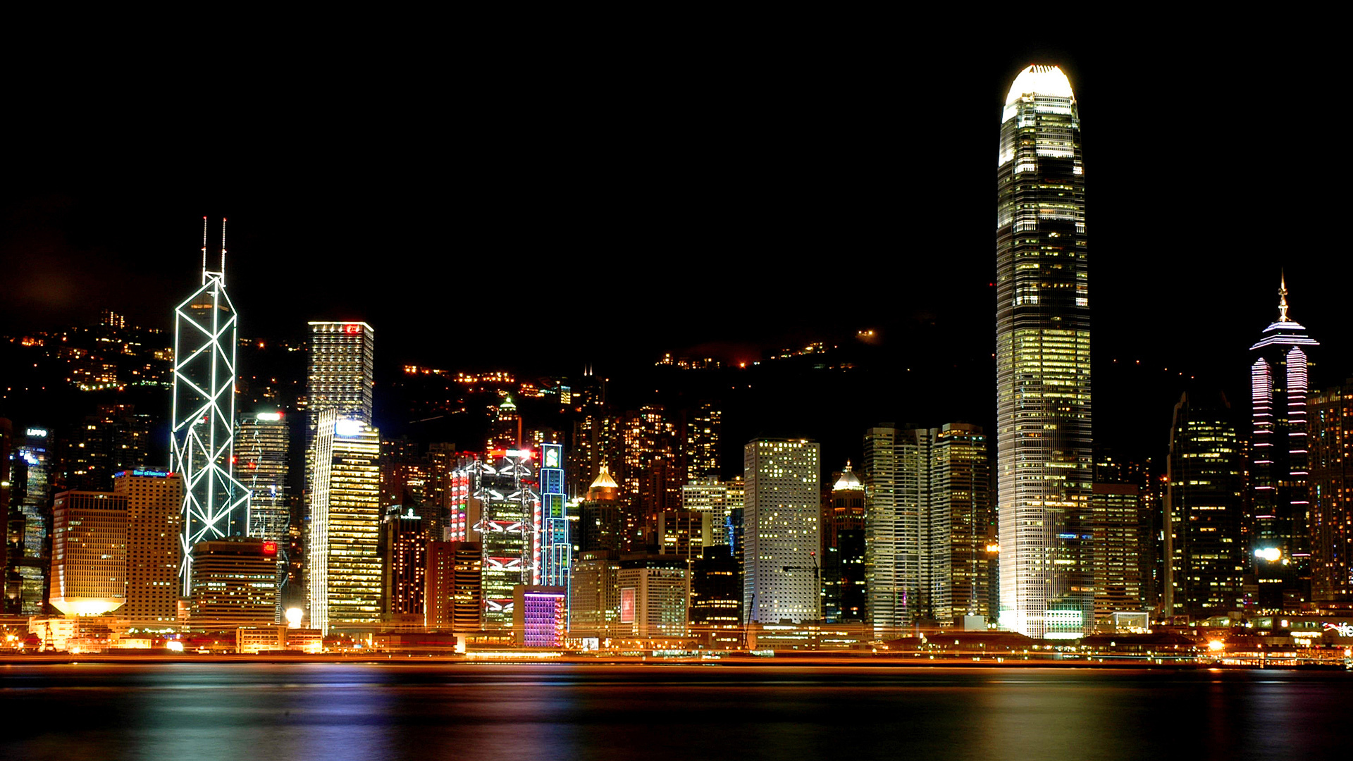 hong kong, Cities, Architecture, Cityscapes, Skylines, Night, Lights Wallpaper