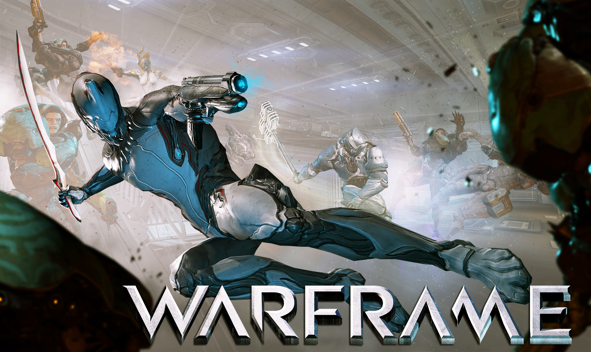 warframe, Sci fi, Warrior, Armor, Robot, Cyborg, Weapon, Gun, Battle, Poster Wallpaper