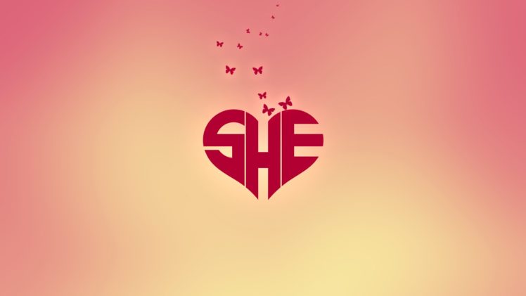 hearts, She, Butterflies HD Wallpaper Desktop Background