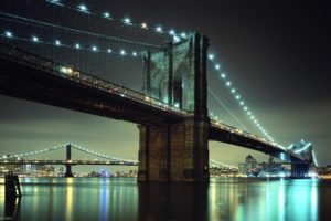 cityscapes, Night, Bridges, Brooklyn, Bridge