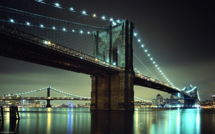 cityscapes, Night, Bridges, Brooklyn, Bridge HD Wallpaper Desktop Background