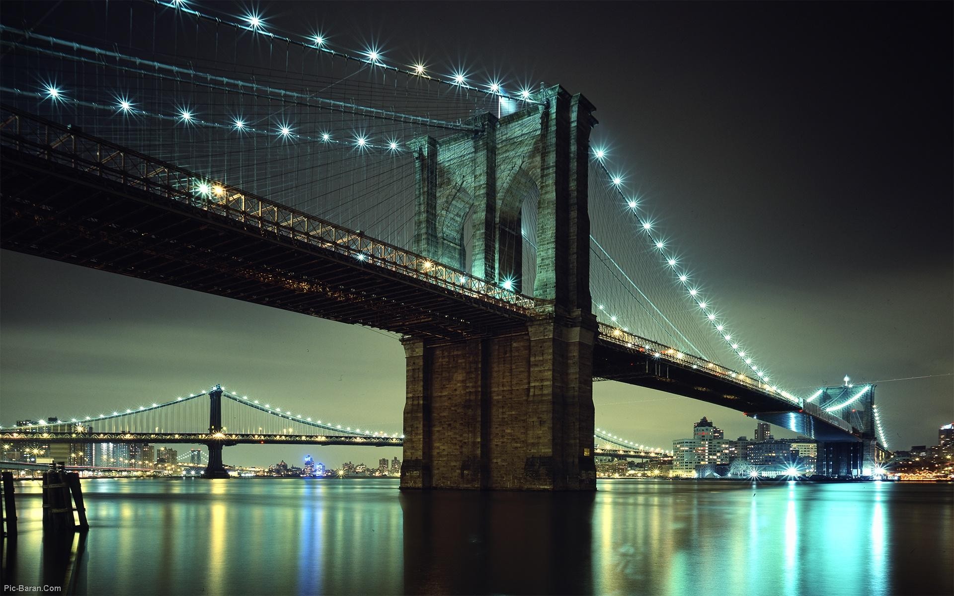 cityscapes, Night, Bridges, Brooklyn, Bridge Wallpaper