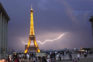 eiffel, Tower, Paris, Cityscapes, France, Lightning