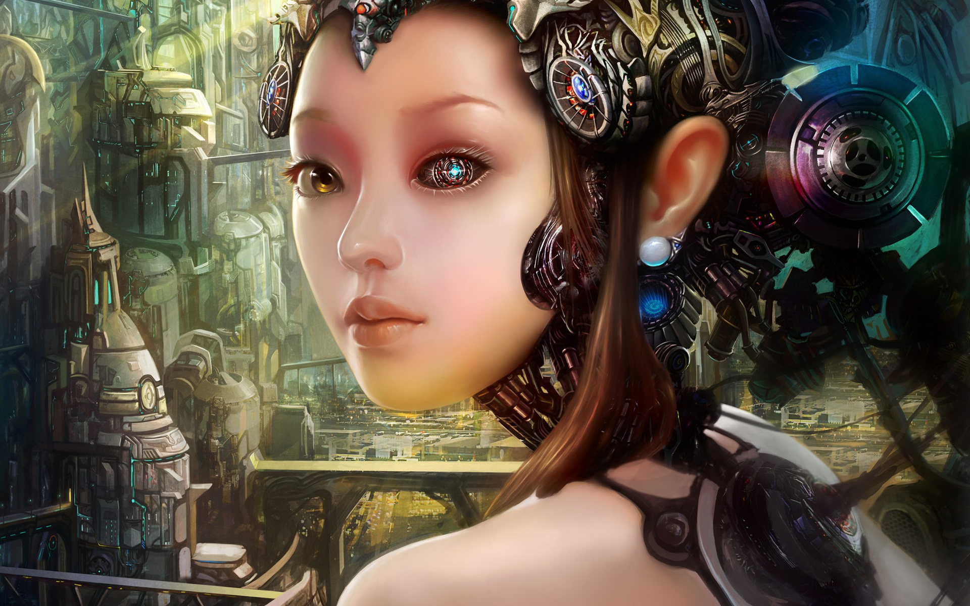 sci fi, Science fiction, Robots, Cyborgs, Women, Girls, Technical, Machinery, Cg, Digital art, Fantasy Wallpaper