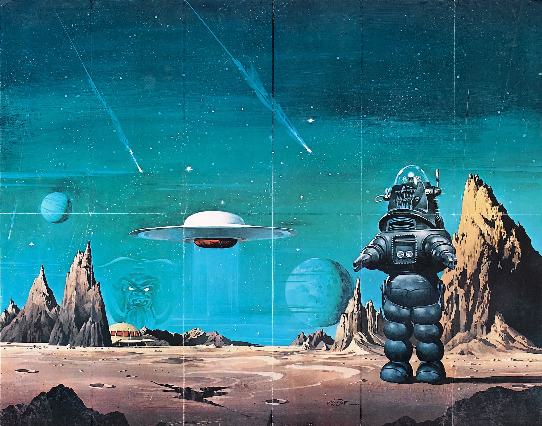 forbidden, Planet, Action, Adventure, Sci fi, Robot, Spaceship Wallpaper