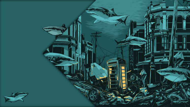 underwater, Green, Shark, Green, Billy talent, Cities, Animals, Artistic, Fantasy, Music, Bands, Entertainment HD Wallpaper Desktop Background