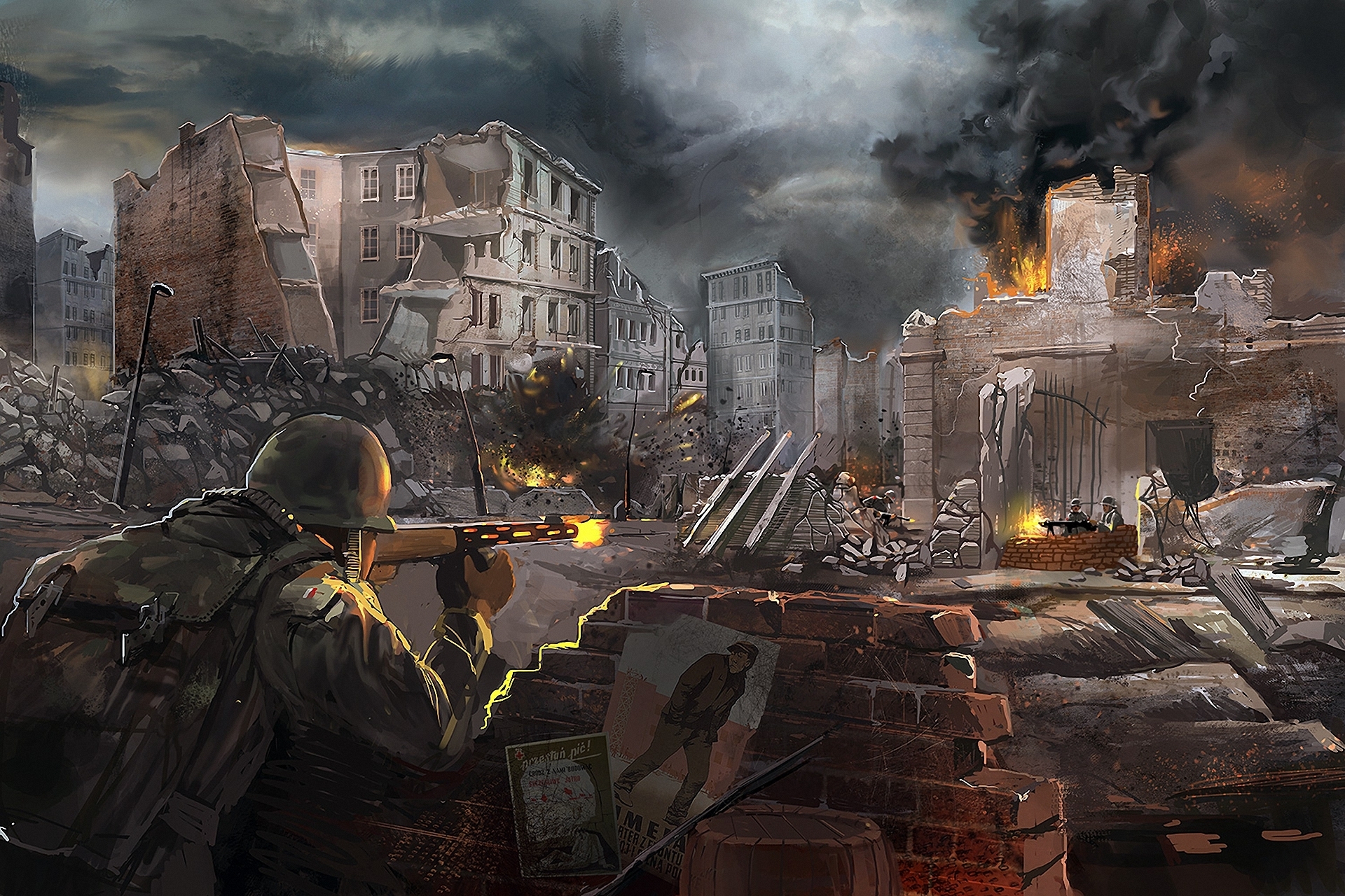 call of duty, Military, Soldiers, People, Weapons, Guns, Rifles, Fire, Flames, Destruction, Cities, Games, Video games, Entertainment Wallpaper