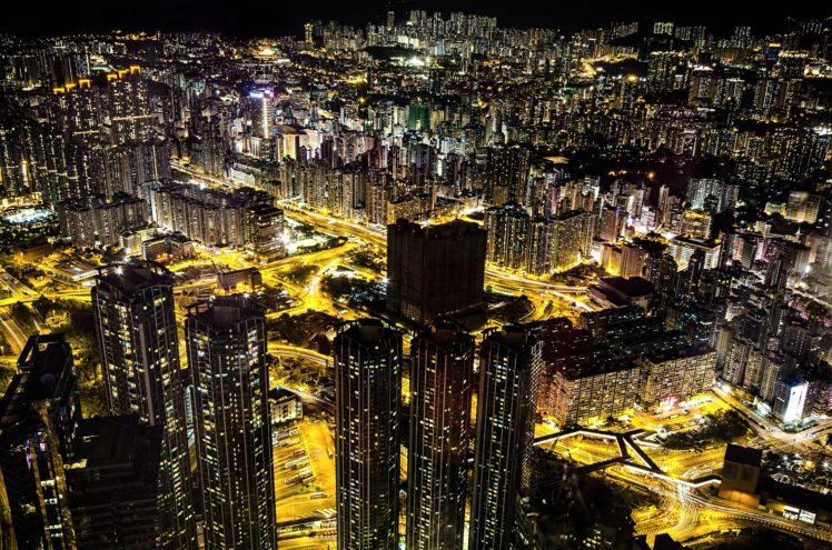 hong, Kong, City, Night, Lights HD Wallpaper Desktop Background