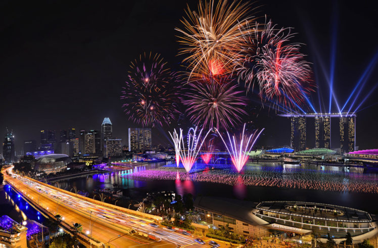 singapore, Fireworks, Night, 2014, New, Year HD Wallpaper Desktop Background