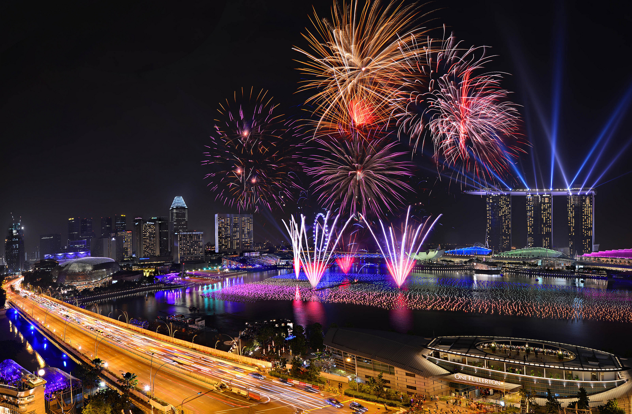 singapore, Fireworks, Night, 2014, New, Year Wallpaper