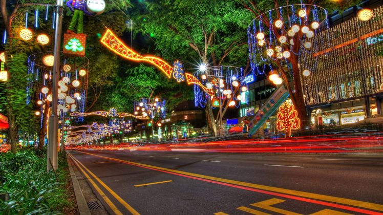 christmas, New, Year, Decorations, On, Orchard, Road, Singapore HD Wallpaper Desktop Background