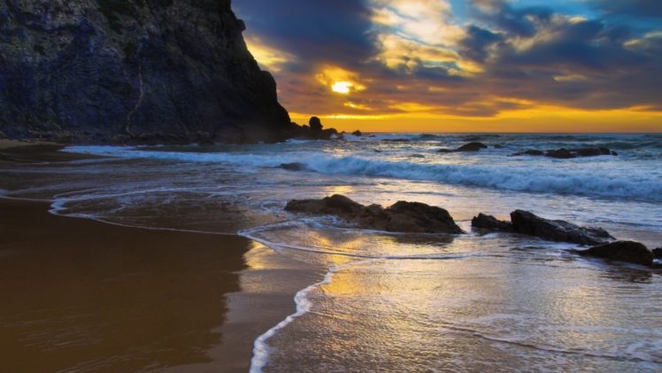 sunset, Landscapes, Nature, Smooth, Beaches HD Wallpaper Desktop Background