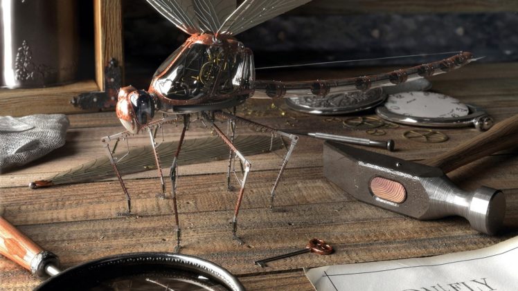 steampunk, Artwork, Dragonflies HD Wallpaper Desktop Background