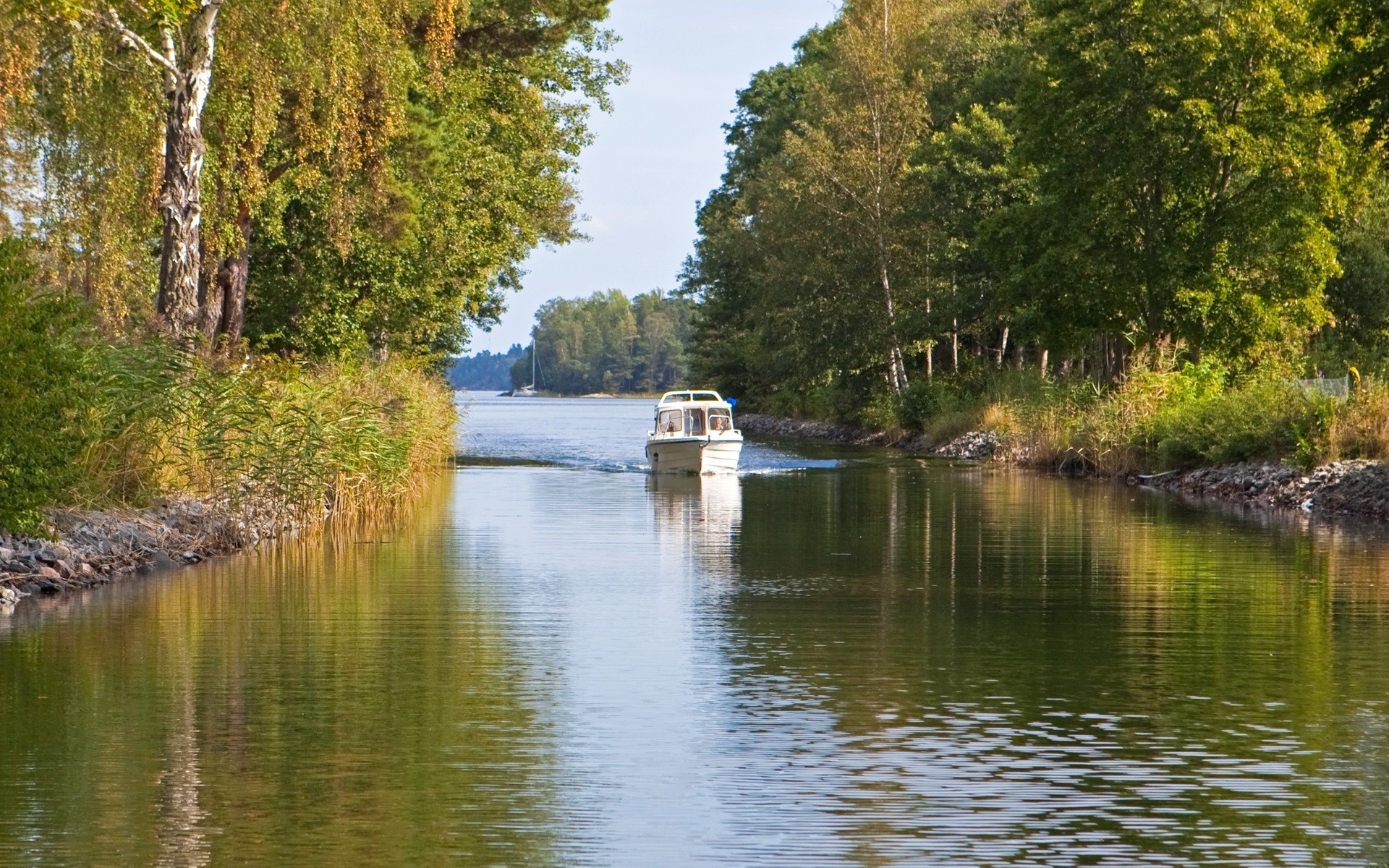 landscapes, Nature, Trees, Boats, Rivers Wallpaper