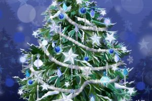 trees, Stars, Christmas, Christmas, Trees, Tinsel, Decorations