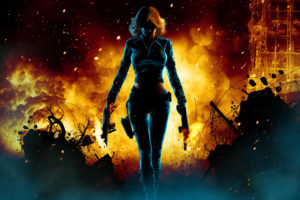 black widow, Natasha, Natalia, Alianovna romanova, Natasha romanoff, Avengers, Movies, Comics, Games, Video games, Fire, Flames, Women, Females, Girls, Sexy, Sensual, Babes, Dark, Weapons, Guns, Cg, Digital art