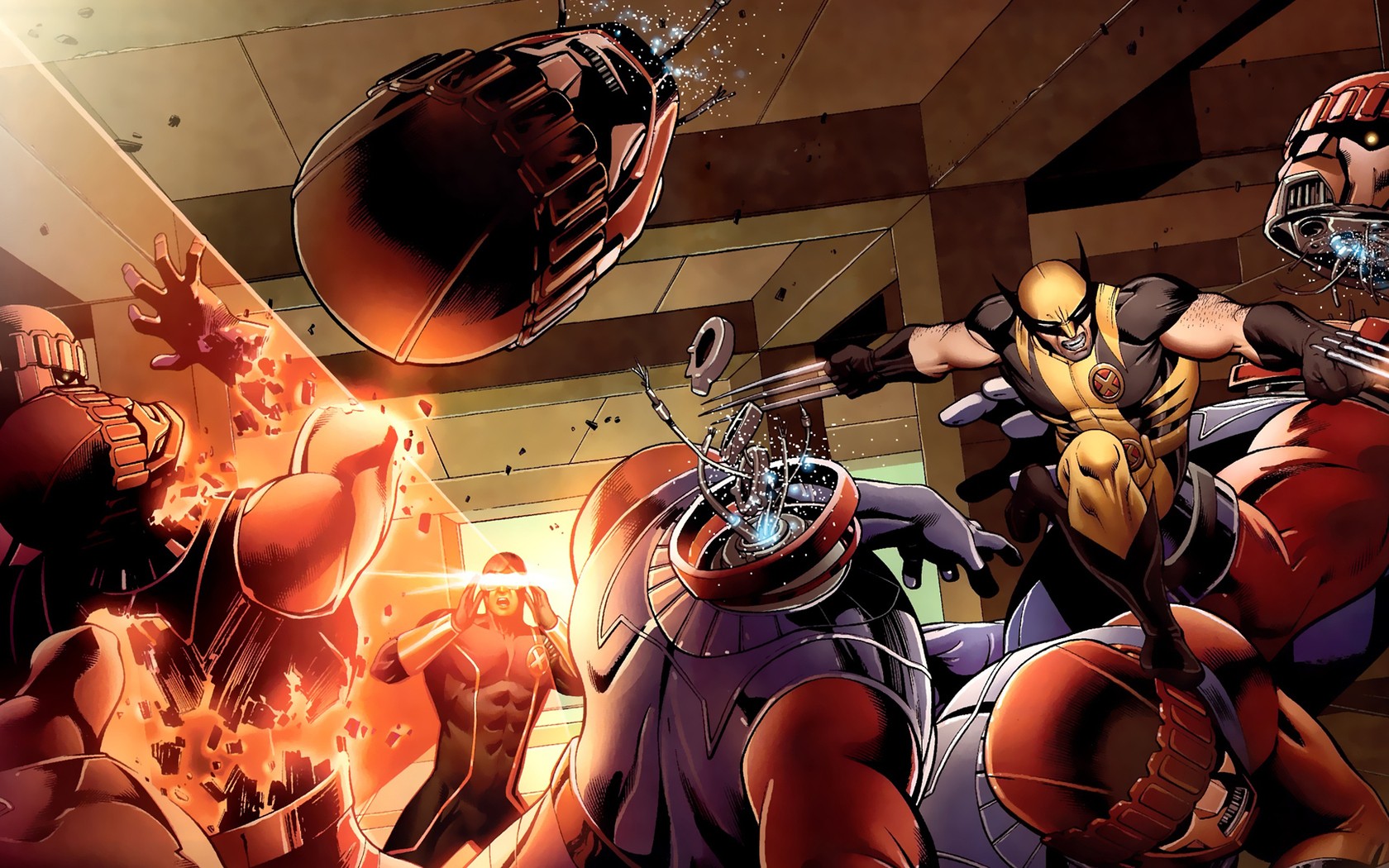 robots, Comics, Wolverine, Sentinel, Marvel, Comics, Cyclops Wallpaper