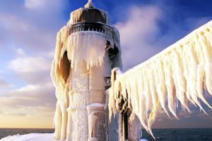 ice, Landscapes, Nature, Frozen, Lighthouses, Sea
