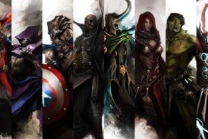 iron, Man, Thor, Captain, America, Gothic, Black, Widow, The, Avengers, Hawkeye, Nick, Fury, Loki, Thedurrrrian,  deviant, Artist , Hulk