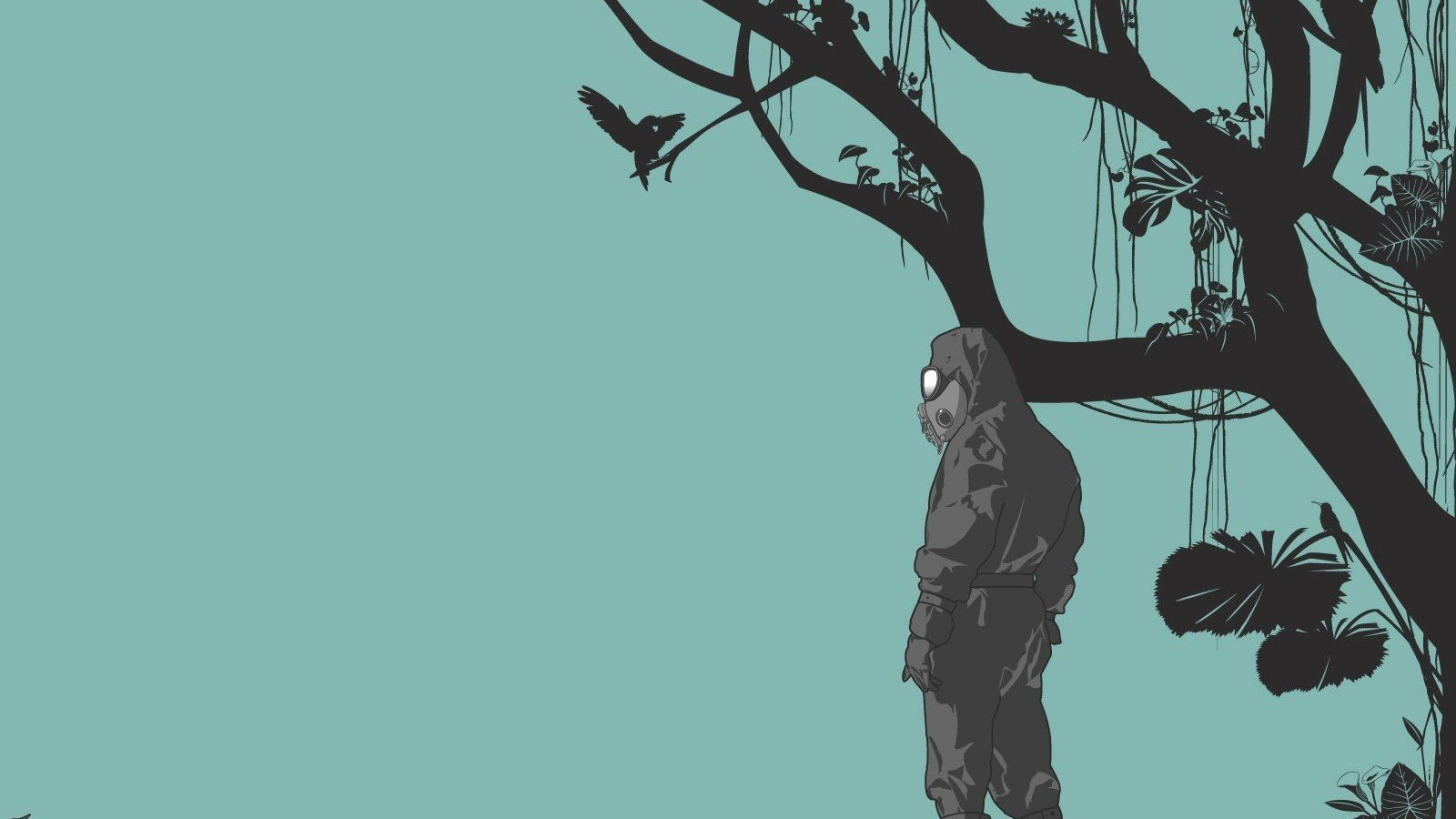trees, Birds, Biohazard, Vectors, Gas, Masks, Digital, Art, Artwork Wallpaper
