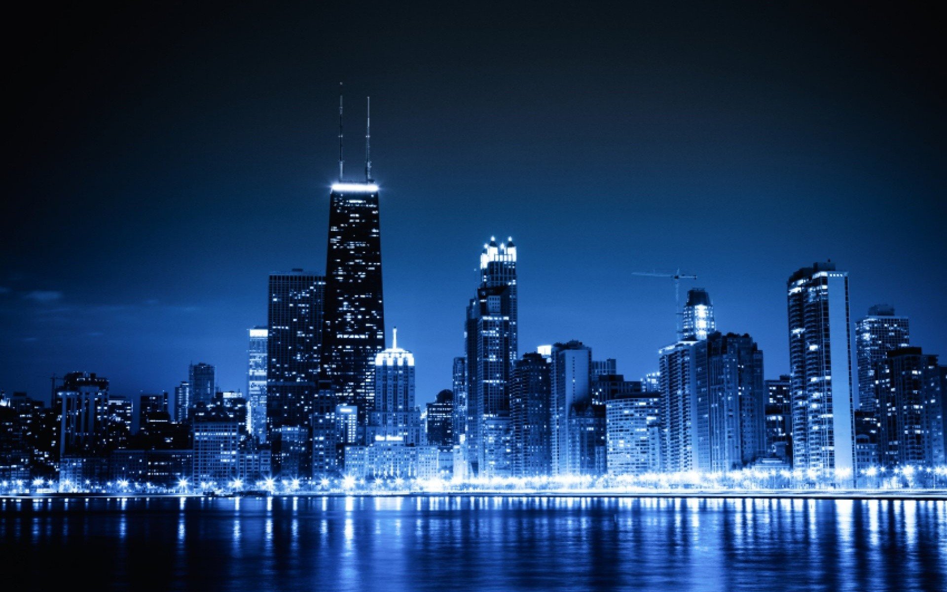 blue, Cityscapes, Chicago, Night, Lights, Urban, Skyscrapers Wallpapers HD ...