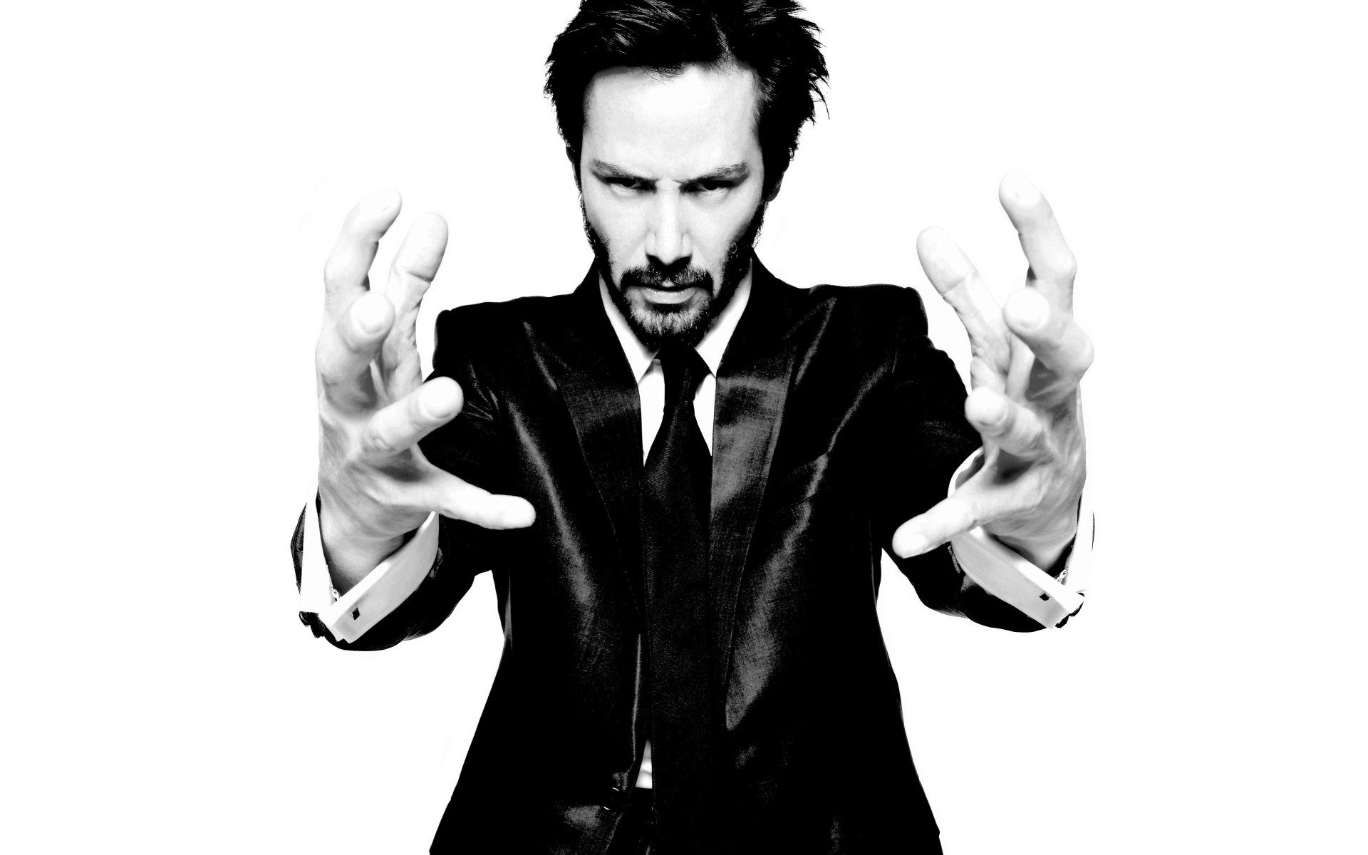 black, And, White, Suit, Hands, Men, Celebrity, Keanu, Reeves, Beard, Actors, White, Background Wallpaper